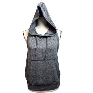Born Primitive Sleeveless Hoodie Women Small Gray Open Back Athletic Tank Pocket